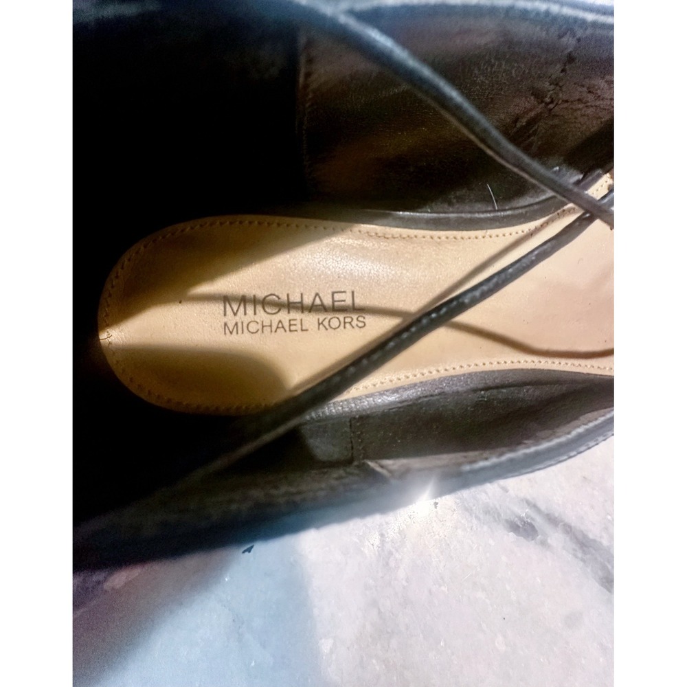 Michael‎ Kors Black Leather Pointed Toe Lace Up Ghillie Ballet Flats Womens - Picture 6 of 7